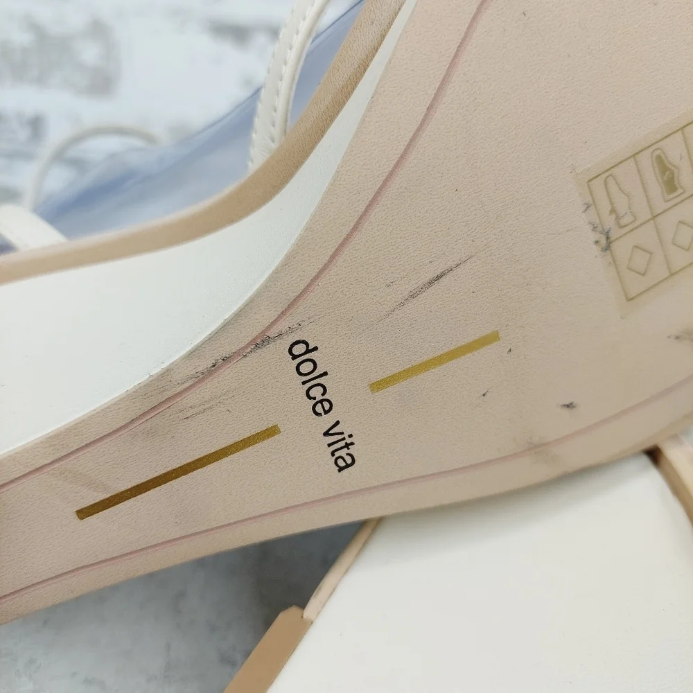 New Dolce Vita Gemini Ivory Leather Strappy Wedge Sandal V241